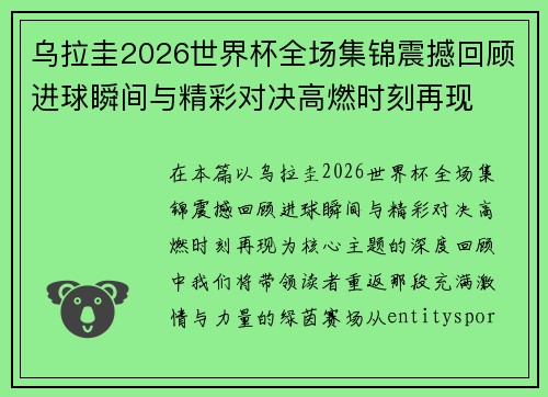 乌拉圭2026世界杯全场集锦震撼回顾进球瞬间与精彩对决高燃时刻再现
